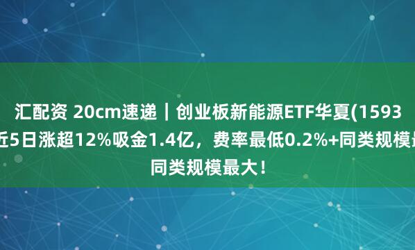 汇配资 20cm速递｜创业板新能源ETF华夏(159368)近5日涨超12%吸金1.4亿，费率最低0.2%+同类规模最大！